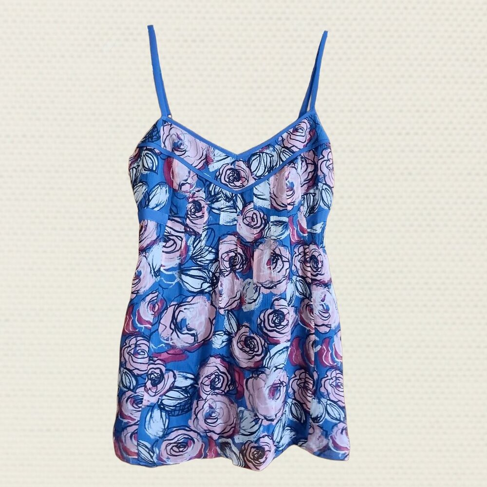INC International Concepts Silk Floral Tank Top Sz 2 Y2K
